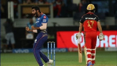 Jasprit Bumrah celebrates AB de Villiers' wicket. (IPL)