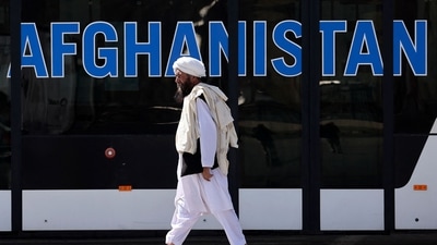 Taliban walks at the airport in Kabul. (AFP) Taliban walks at the airport in Kabul. (AFP)