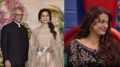 Juhi Chawla blushes as she talks about her husband Jay Mehta.&nbsp;