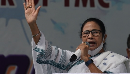 West Bengal chief minister Mamata Banerjee during an election campaign for the upcoming Bhabanipur bypoll, in Kolkata on Saturday.(Samir Jana)