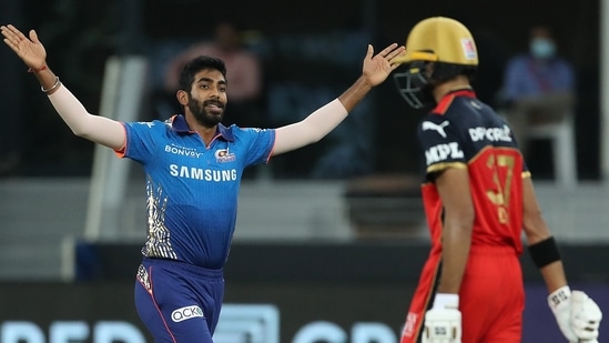 Mumbai Indians drew first blood as Jasprit Bumrah dismissed Devdutt Padikkal for a four-ball duck.(BCC/IPL)
