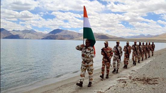 The Indo-Tibetan Border Police jawans celebrate the 75th Independence Day at the banks of Pangong lake, in Leh, Ladakh last month. The envoy was referring to the ongoing 16-month long military tension along the LAC in eastern Ladakh, which has plunged Sino-India bilateral ties to the worst chill in decades. (ANI) The Indo-Tibetan Border Police jawans celebrate the 75th Independence Day at the banks of Pangong lake, in Leh, Ladakh last month. The envoy was referring to the ongoing 16-month long military tension along the LAC in eastern Ladakh, which has plunged Sino-India bilateral ties to the worst chill in decades. (ANI)