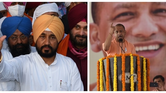 Punjab chief minister (L) Charanjit Singh Channi and Uttar Pradesh chief minister (R) Yogi Adityanath to expand their cabinets today as Punjab and Uttar Pradesh head towards legislative elections in 2022. Punjab chief minister (L) Charanjit Singh Channi and Uttar Pradesh chief minister (R) Yogi Adityanath to expand their cabinets today as Punjab and Uttar Pradesh head towards legislative elections in 2022. 