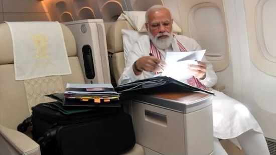 PM Modi posted this photo as he was flying to the United States.