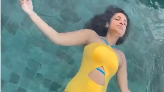 Parineeti enjoying a calming swim.
