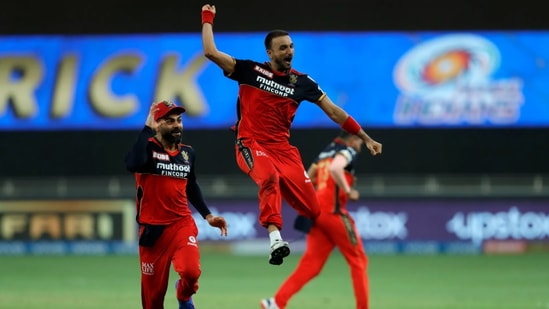 RCB weren't done yet. Harshal Patel picked up a hat-trick en route to his four-wicket haul as RCB thrashed MI by 54 runs to stay 3rd in the points table. Courtesy of a poor run-rate, Mumbai slipped down to the 7th place in the points table.(BCCI/IPL)