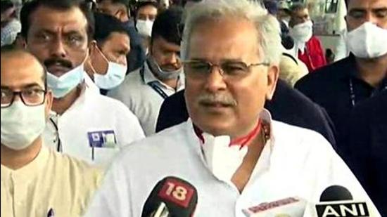 Chhattisgarh chief minister Bhupesh Baghel was seen in a public programme with political rival TS Singh Deo in Raipur (ANI) Chhattisgarh chief minister Bhupesh Baghel was seen in a public programme with political rival TS Singh Deo in Raipur (ANI)