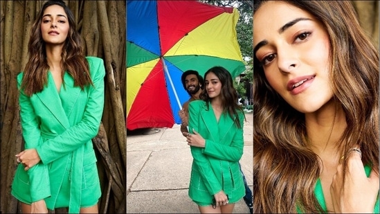 Ananya Panday is Gen-Z trendsetter in <span class='webrupee'>?</span>32.6k green blazer, shorts set(Instagram/ananyapanday)