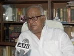 TMC MP Saugata Roy said that BJP national vice president Dilip Ghosh was not harmed as he saw picture of the latter smiling and chanting ‘Jai Shree Ram.’ (ANI Photo)
