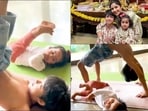 Shilpa Shetty Kundra's kids bonding over Yoga's Sarvangasana and Chakrasana in new workout video is the cutest fitness motivation(Instagram/theshilpashetty/viaanrajkundra)
