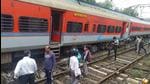 Two general coaches of the Indore to Daund special train derailed near platform number 1 at Lonavala railway station on Monday. (HT PHOTO) Two general coaches of the Indore to Daund special train derailed near platform number 1 at Lonavala railway station on Monday. (HT PHOTO)