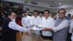 Sarbananda Sonowal (second from right) with Assam Chief Minister Himanta Biswa Sarma (first from right) accepting the winner’s certificate for his election to Rajya Sabha on Monday. (Himanta Biswa Sarma/Twitter) Sarbananda Sonowal (second from right) with Assam Chief Minister Himanta Biswa Sarma (first from right) accepting the winner’s certificate for his election to Rajya Sabha on Monday. (Himanta Biswa Sarma/Twitter)