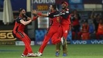 RCB's Harshal Patel celebrates his hat-trick. (IPL/Twitter) RCB's Harshal Patel celebrates his hat-trick. (IPL/Twitter)