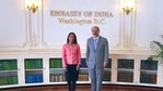 File Photo: Sumona Guha with foreign secretary Harsh Shringla. File Photo: Sumona Guha with foreign secretary Harsh Shringla.