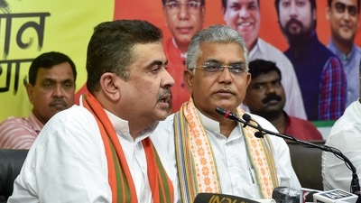 Suvendhu Adhikari address a press conference (PTI Photo) Suvendhu Adhikari address a press conference (PTI Photo)