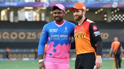 Rajasthan Royals captain Sanju Samson (left) and Kane Williamson Sunrisers Hyderabad (SRH) captain at toss the toss. RR won it and opted to bowl (BCCI/IPL) Rajasthan Royals captain Sanju Samson (left) and Kane Williamson Sunrisers Hyderabad (SRH) captain at toss the toss. RR won it and opted to bowl (BCCI/IPL)