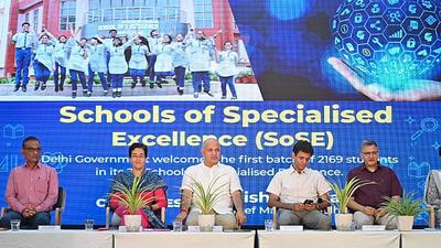 Deputy chief minister of Delhi Manish Sisodia during the induction ceremony of School of Specialised Excellence at Kalkaji in New Delhi on Monday. He interacted with parents, students, industry experts, and teachers, and said that SoSEs will focus on the development of “out-of-the-box thinking” . (HT Photo) Deputy chief minister of Delhi Manish Sisodia during the induction ceremony of School of Specialised Excellence at Kalkaji in New Delhi on Monday. He interacted with parents, students, industry experts, and teachers, and said that SoSEs will focus on the development of “out-of-the-box thinking” . (HT Photo)