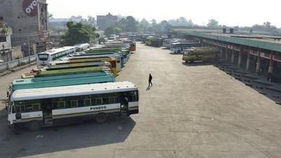Not all buses started plying in Ludhiana after 4pm, when the Bharat Bandh was called off. (Harsimar Pal Singh/HT) Not all buses started plying in Ludhiana after 4pm, when the Bharat Bandh was called off. (Harsimar Pal Singh/HT)