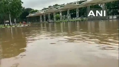 Visakhapatnam International Airport director K Srinivasa Rao said that flight boardings were delayed due to the waterlogging situation, but it is normal now. (Screengrab from video/ ANI) Visakhapatnam International Airport director K Srinivasa Rao said that flight boardings were delayed due to the waterlogging situation, but it is normal now. (Screengrab from video/ ANI)