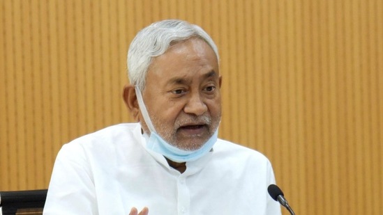 Nitish Kumar speaks at a press conference(Santosh Kumar /Hindustan Times)