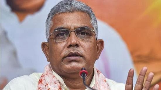 BJP leader Dilip Ghosh faced aggressive demonstration from Trinamool Congress workers while campaigning for Bhawanipore assembly bypoll. (PTI Photo/File/Representative use)