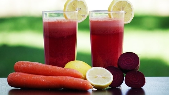 3. Beetroot and carrot: Both these veggies have very high levels of iron. In a blender add about one cup of boiled beetroots and carrots, blend well and strain the juice. Mix a teaspoon of lemon juice and have this amazing juice regularly in the morning. Lemon juice adds to the vitamin C content and enhances the absorption of iron, says Dr Bhavsar.(Pixabay)