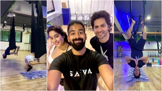 Varun Dhawan does backbend yoga with Janhvi Kapoor at Malaika Arora's studio: Boys do yoga too(Instagram/@varundvn)