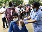 As of Tuesday evening, India has administered 876.2 million doses of Covid-19 vaccine to 642.5 million people. (Vipin Kumar/HT PHOTO) As of Tuesday evening, India has administered 876.2 million doses of Covid-19 vaccine to 642.5 million people. (Vipin Kumar/HT PHOTO)