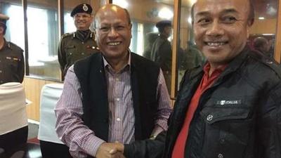 Former HNLC general secretary (L) Cheristerfield Thangkhiew, who was killed during a ‘shootout’ with Meghalaya police in August. (FIle)