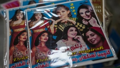 DVDs of Afghan singers sit in a shop in Kabul, on September 18. Aryana Sayeed, a top female pop star who was also a judge on the TV talent show, “The Voice of Afghanistan,” managed to already leave the country. Already used to death threats by Islamic hard-liners, Sayeed decided to escape the day after the Taliban took over Kabul. (Bernat Armangue / AP) DVDs of Afghan singers sit in a shop in Kabul, on September 18. Aryana Sayeed, a top female pop star who was also a judge on the TV talent show, “The Voice of Afghanistan,” managed to already leave the country. Already used to death threats by Islamic hard-liners, Sayeed decided to escape the day after the Taliban took over Kabul. (Bernat Armangue / AP)