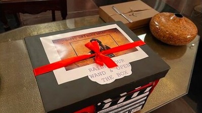 Mouni Roy received a Harry Potter themed birthday present. The top of the box read, "Raise your wand &amp; open the box." (Instagram/@imouniroy)