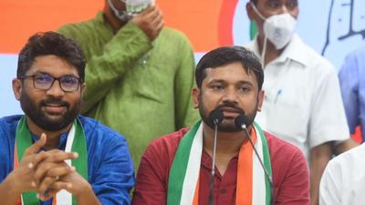 Kanhaiya Kumar and Jignesh Mevani joined the Congress on Monday in Delhi. Kanhaiya Kumar contested the 2019 elections on a CPI ticket (HT Photo/Raj K Raj) Kanhaiya Kumar and Jignesh Mevani joined the Congress on Monday in Delhi. Kanhaiya Kumar contested the 2019 elections on a CPI ticket (HT Photo/Raj K Raj)
