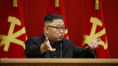 North Korean leader Kim Jong Un is pictured here in this file photo released by state media KCNS. North Korea is one of the nations which reported ‘zero’ Covid-19 cases in the nearly two years since the pandemic began. But experts have expressed their concerns regarding these claims. (File Photo ) North Korean leader Kim Jong Un is pictured here in this file photo released by state media KCNS. North Korea is one of the nations which reported ‘zero’ Covid-19 cases in the nearly two years since the pandemic began. But experts have expressed their concerns regarding these claims. (File Photo )