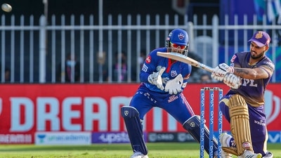 Nitish Rana of Kolkata Knight Riders plays a shot. (PTI) Nitish Rana of Kolkata Knight Riders plays a shot. (PTI)