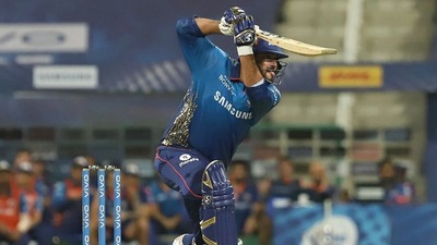 Saurabh Tiwary played a gem off an innings, scoring 45 off just 37 balls to bring MI's chase back on track and put them in a strong position. He was dismissed by Nathan Ellis. (BCCI/IPL)