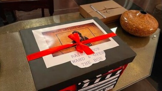 Mouni Roy received a Harry Potter themed birthday present. The top of the box read, "Raise your wand &amp; open the box."(Instagram/@imouniroy)