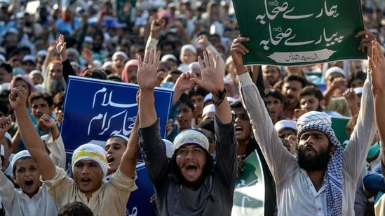 A protest against blasphemy in Pakistan. (Image for representation only)(AFP file)