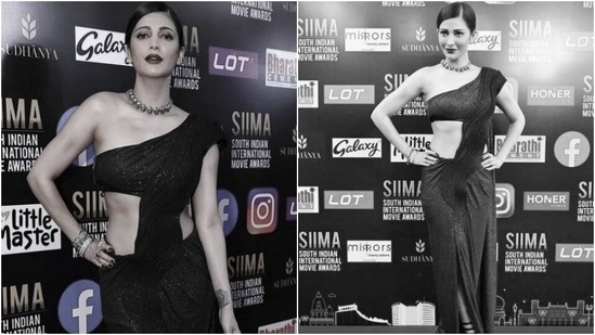 Shruti Haasan teamed her look with a pair of black spiral heels.(Instagram/@ shrutzhaasan)