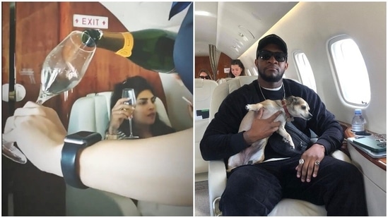 Priyanka Chopra and her co-star Osy Ikhile in a private jet.