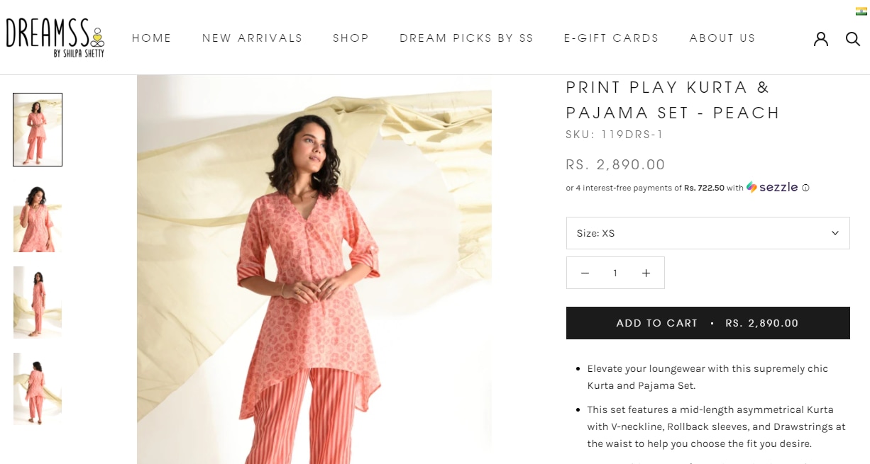 Shilpa Shetty Kundra and Samisha Shetty Kundra's peach kurta and pajama set from DreamSS(dreamss.com)
