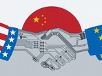 With Beijing on the rise as a tech superpower, Brussels and Washington want to join forces — but divisions remain. (DW graphic) With Beijing on the rise as a tech superpower, Brussels and Washington want to join forces — but divisions remain. (DW graphic)