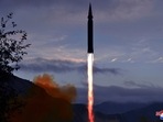 This photo provided by the North Korean government shows what North Korea claims to be a new hypersonic missile launched from Toyang-ri, on Tuesday. This photo provided by the North Korean government shows what North Korea claims to be a new hypersonic missile launched from Toyang-ri, on Tuesday.