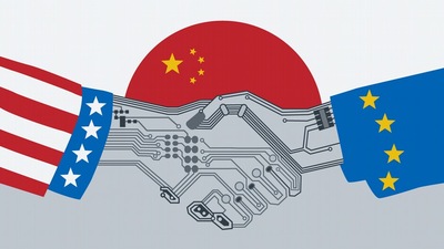 With Beijing on the rise as a tech superpower, Brussels and Washington want to join forces — but divisions remain. (DW graphic) With Beijing on the rise as a tech superpower, Brussels and Washington want to join forces — but divisions remain. (DW graphic)