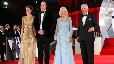 Britain's Kate, the Duchess of Cambridge, Prince William, Camilla, the Duchess of Cornwall and Prince Charles, arrive for the World premiere of 'No Time To Die', in London. (AP) Britain's Kate, the Duchess of Cambridge, Prince William, Camilla, the Duchess of Cornwall and Prince Charles, arrive for the World premiere of 'No Time To Die', in London. (AP)