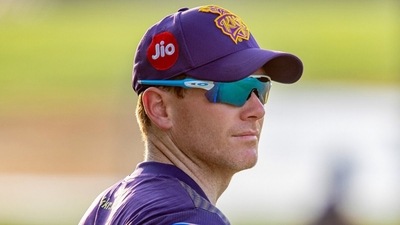 Eoin Morgan captain of Kolkata Knight Riders, reacts on the incident with Ashwin (ANI)