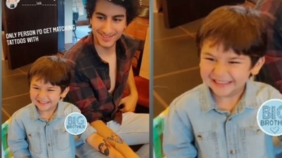 Ibrahim Ali Khan and Taimur get matching tattoos. Ibrahim Ali Khan and Taimur get matching tattoos. 