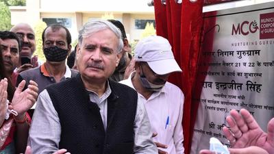A foundation stone ceremony was held at the PWD rest house in Civil Lines, where MP Rao Inderjit Singh inaugurated projects of the MCG. (Vipin Kumar /HT PHOTO)