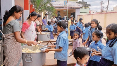 The PM POSHAN scheme will cover 11.8 crore students enrolled in classes 1 to 8 in over 11.2 lakh schools across the country. (HT FILE PHOTO.)