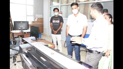 Karnal deputy commissioner Nishant Kumar Yadav inaugurated the geographic information system (GIS) lab on Wednesday. (HT Photo)