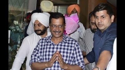 Aam Aadmi Party national convener and Delhi chief minister Arvind Kejriwal before meeting industrialists in Ludhiana on Wednesday. Aam Aadmi Party national convener and Delhi chief minister Arvind Kejriwal before meeting industrialists in Ludhiana on Wednesday.